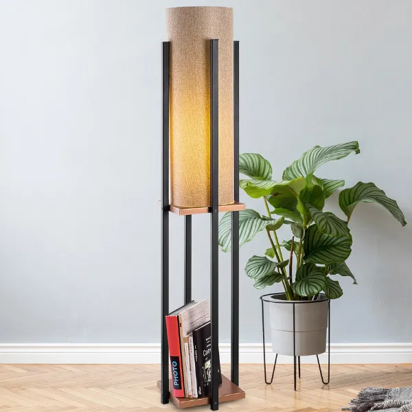 7128 Lampadaire | CORPS EN MÉTAL | Noir, Cuivre