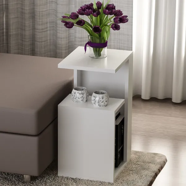 Sister Table d'appoint | 100 % MÉLAMINE | Blanc