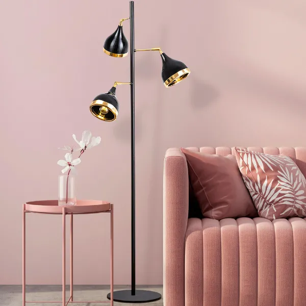 Yıldo Lampadaire | CORPS EN MÉTAL | Noir, Or