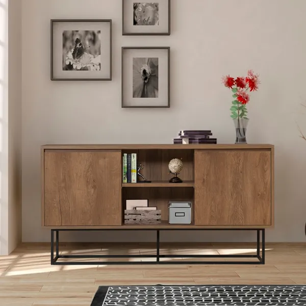 Zela Console | 100 % MÉLAMINE | Noyer, Noir