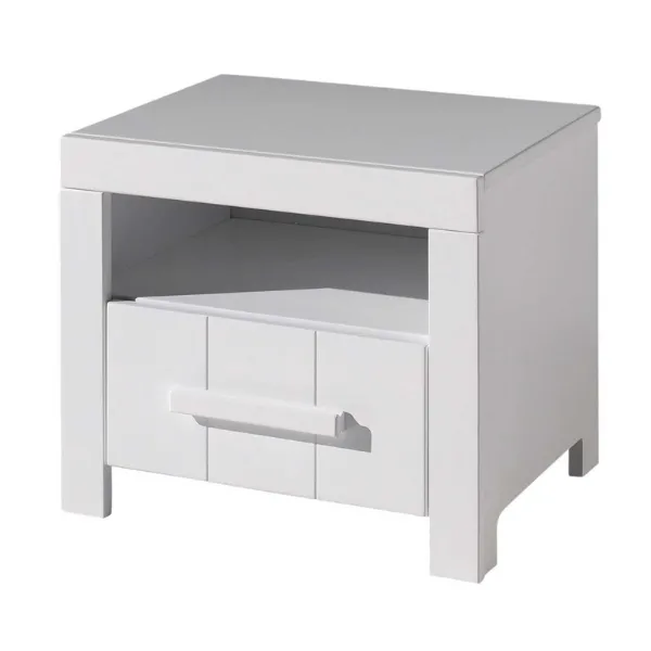 Table de chevet Erik avec tiroir bois pin - blanc
