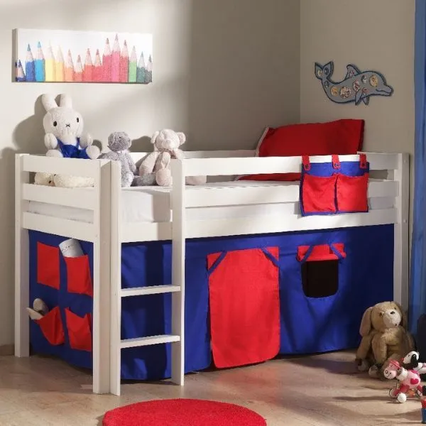 Lit mi-hauteur Charlotte avec tente de lit Domino - blanc