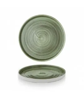 Assiette à bord droit rond burnished green porcelaine vitrifiée Ø 21 cm 26,5 cm Stonecast Patina Churchill