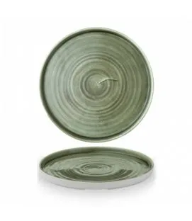 Assiette à bord droit rond burnished green porcelaine vitrifiée Ø 26 cm 31,1 cm Stonecast Patina Churchill