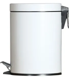Poubelle à pédale rond blanc acier Probbax