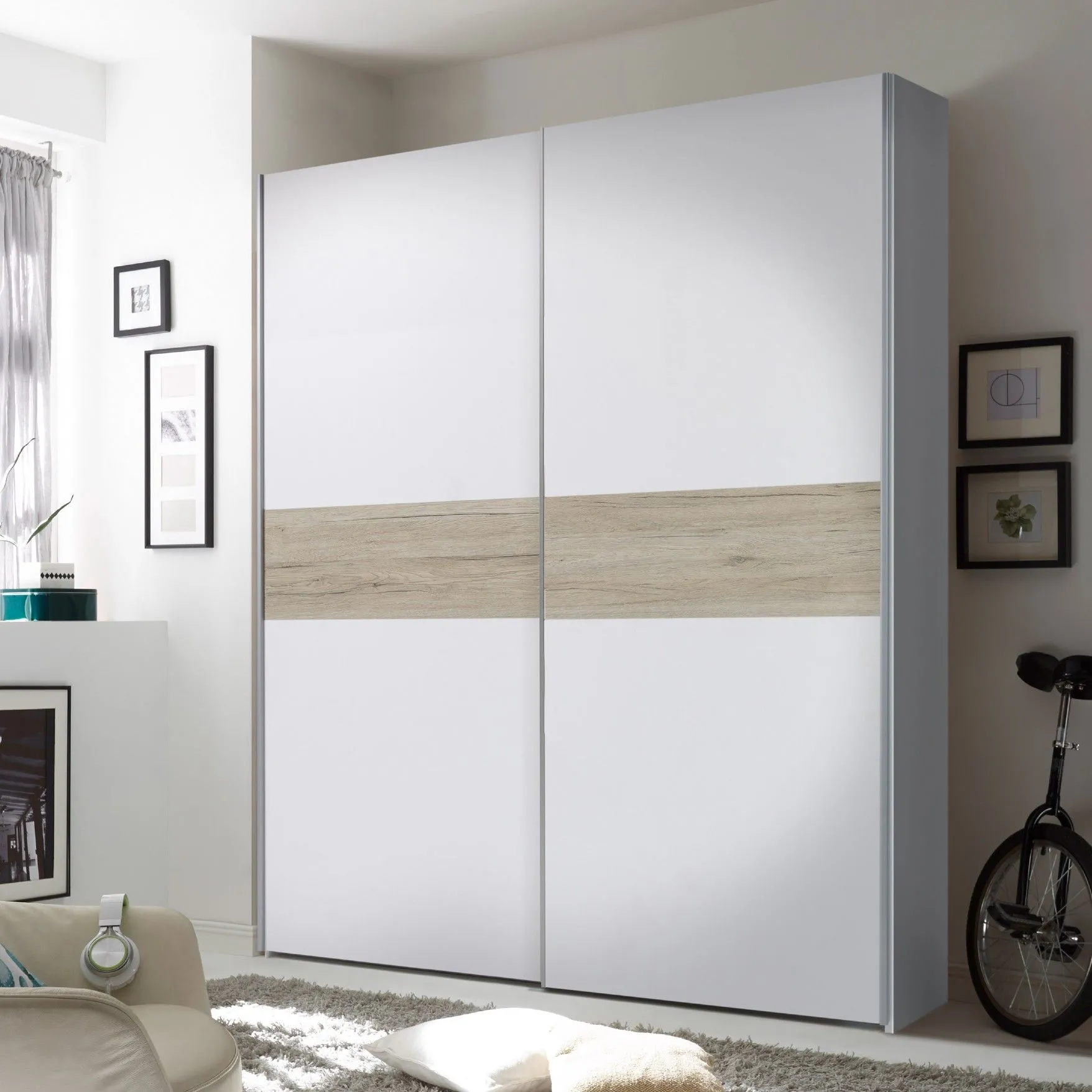 Armoire à vêtements Salamanca 170cm avec 2 portes - blanc/chêne