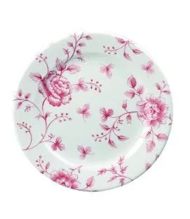 Assiette plate rond Rose Chintz Cranberry porcelaine vitrifiée Ø 17 cm Vintage Prints Churchill