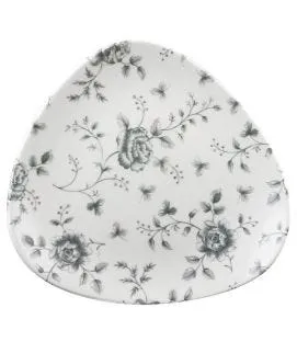 Assiette plate triangulaire Rose Chintz Gris porcelaine vitrifiée 22,9x22,9 cm Vintage Prints Churchill