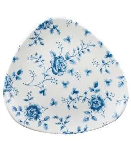Assiette plate triangulaire Rose Chintz Prague Blue porcelaine vitrifiée 22,9x22,9 cm Vintage Prints Churchill