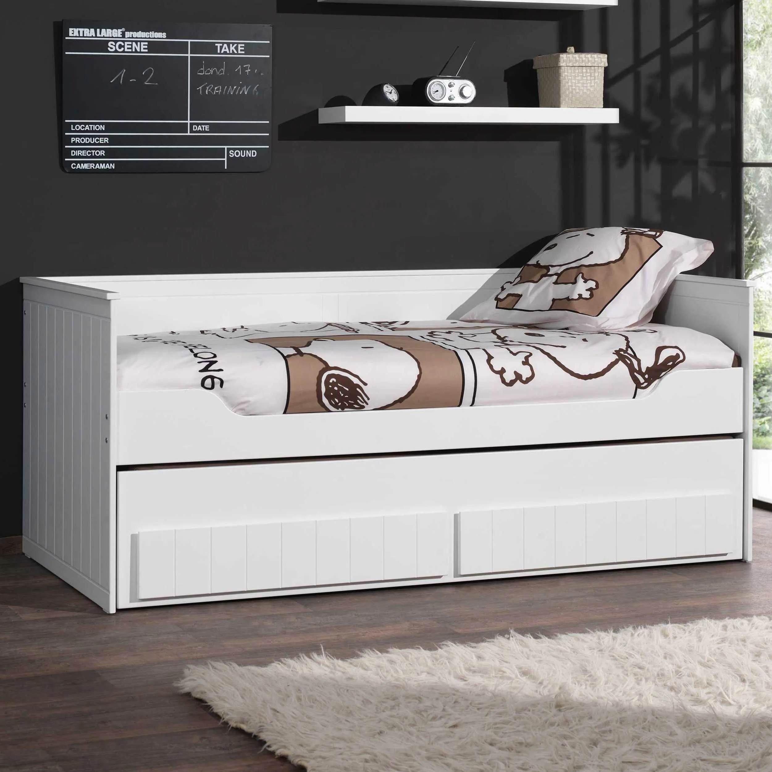 Lit banquette gigogne Robin 90x200cm - blanc