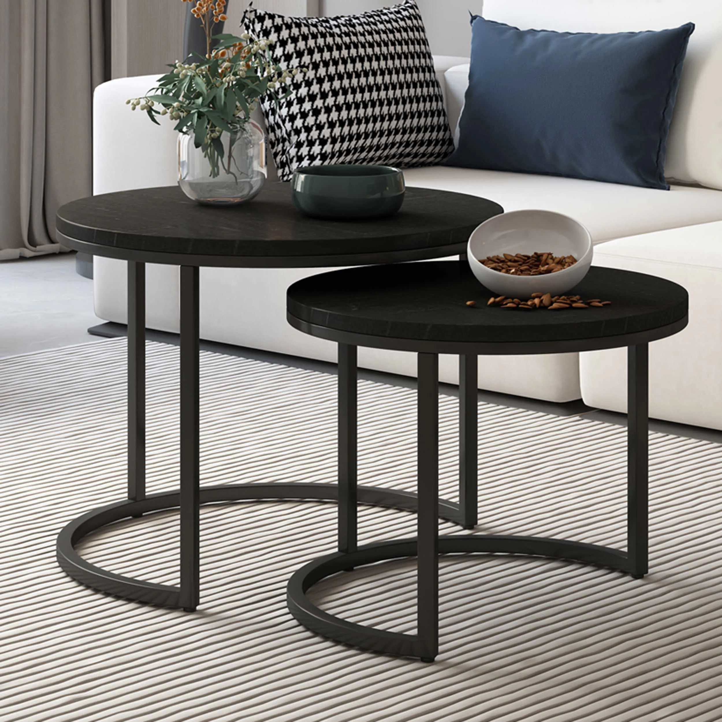 Ensemble de 2 tables basses Gaja-bois de mango noir