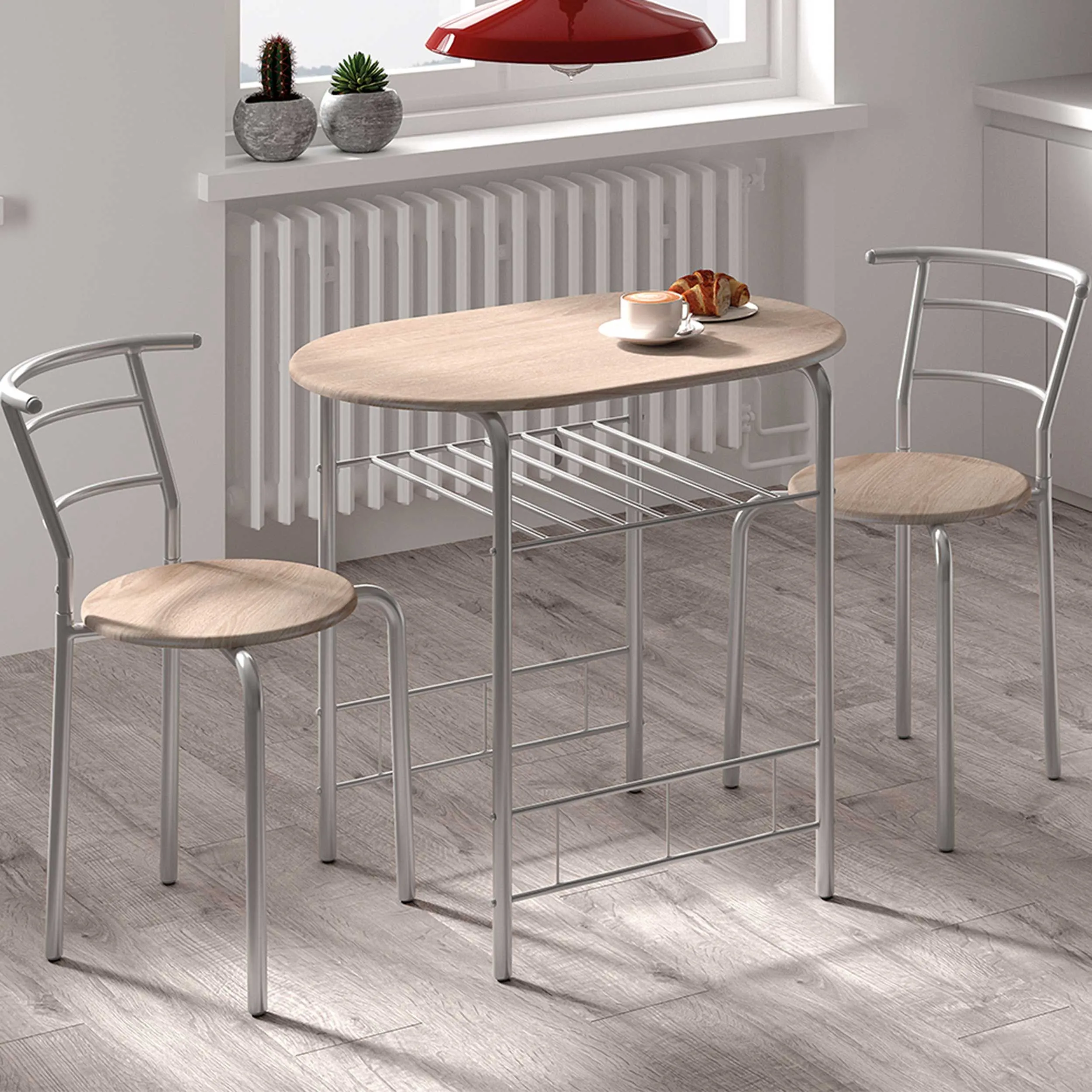 Table avec 2 chaises Ada-chêne sonoma/métal gris