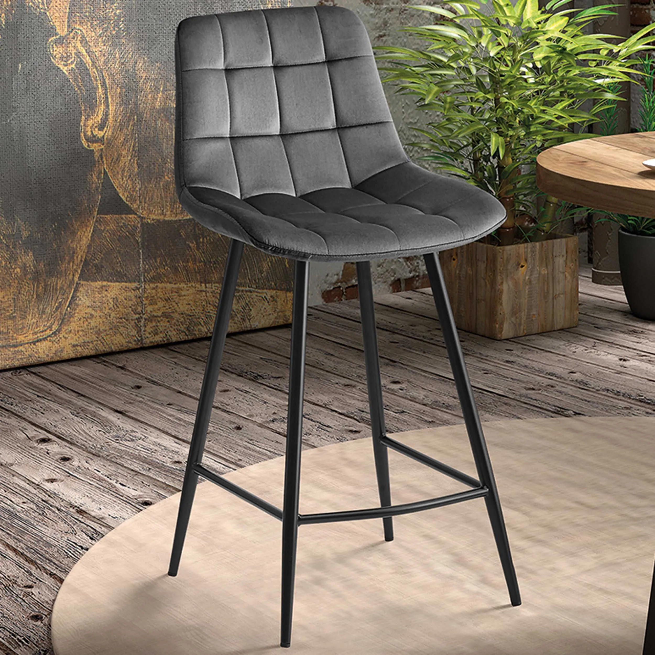 Tabouret de bar Tanja-gris foncé
