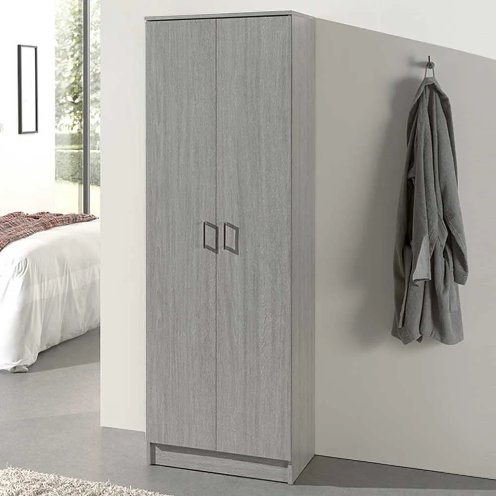 Armoire de rangement Ray 60cm à 2 portes et 4 tablettes - chêne gris