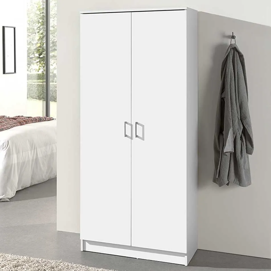 Armoire de rangement Ray 80cm à 2 portes et 4 tablettes - wit