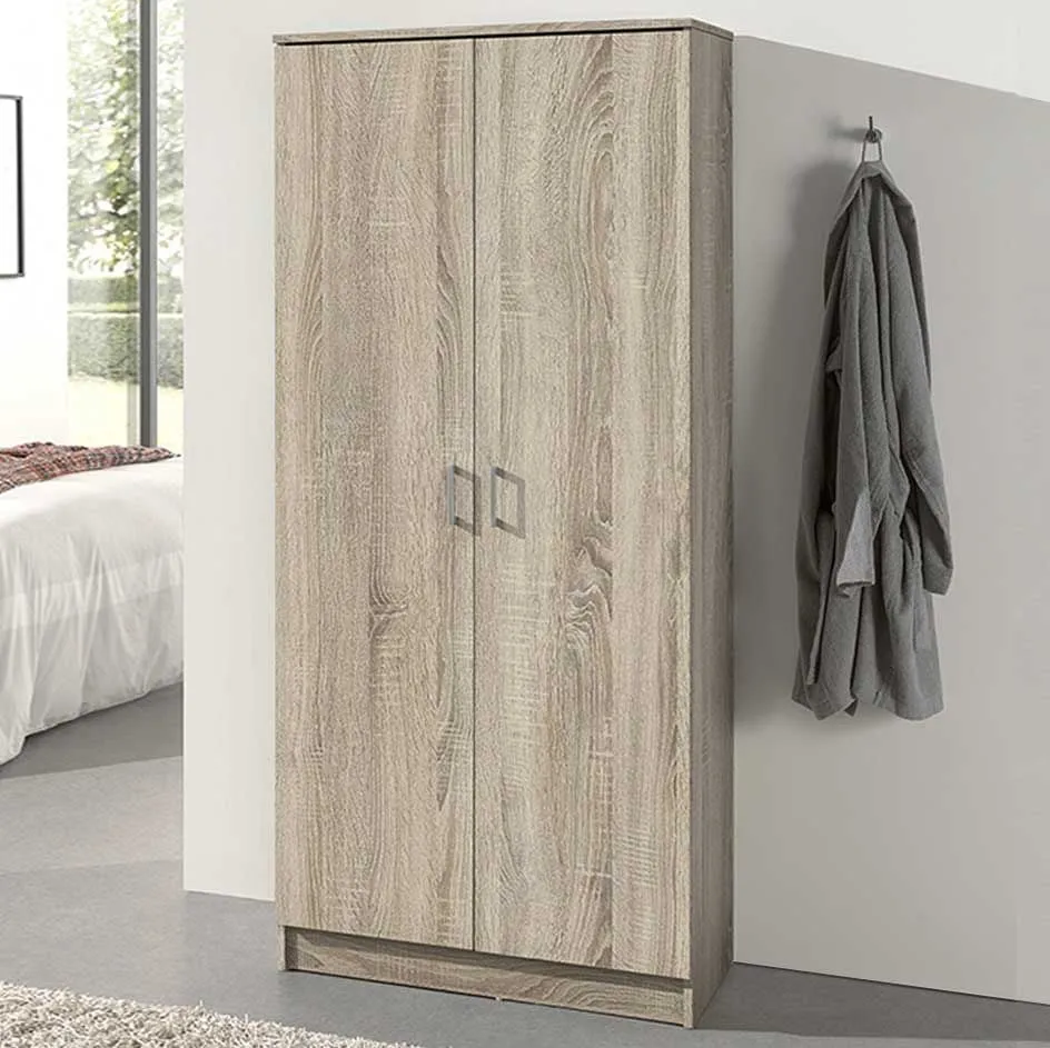 Armoire de rangement Ray 80cm à 2 portes et 4 tablettes - chêne sonoma