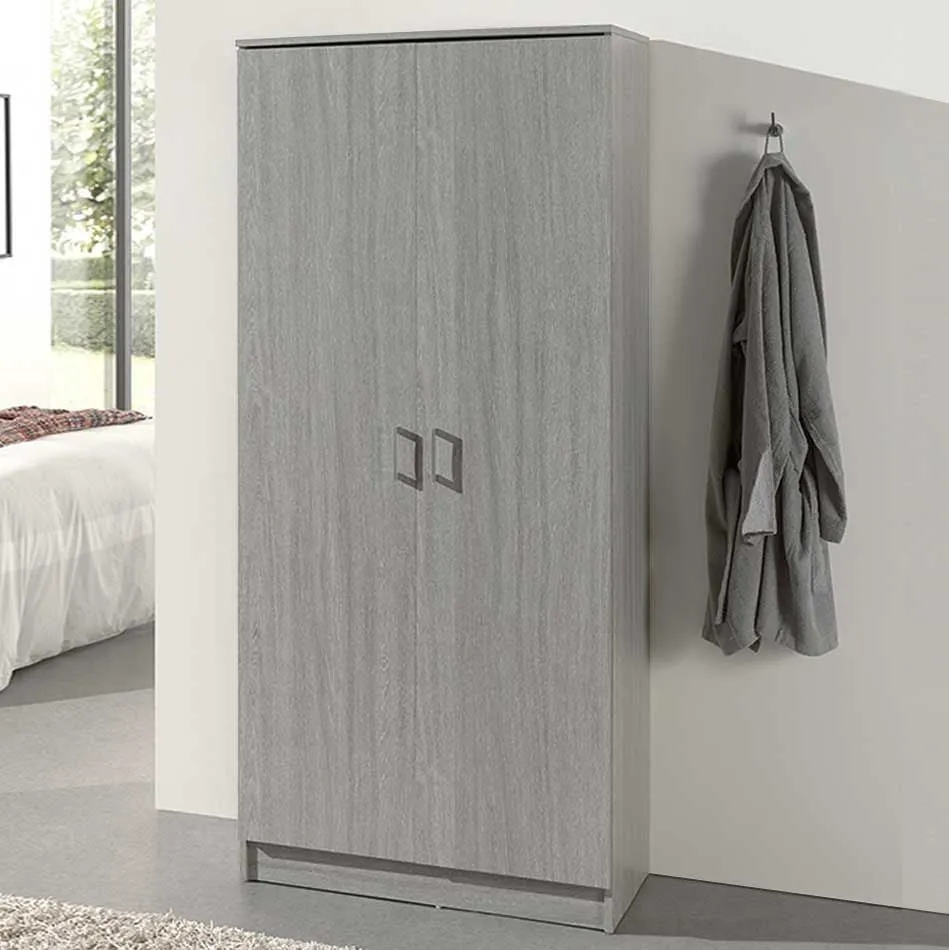 Armoire de rangement Ray 80cm à 2 portes et 4 tablettes - chêne gris