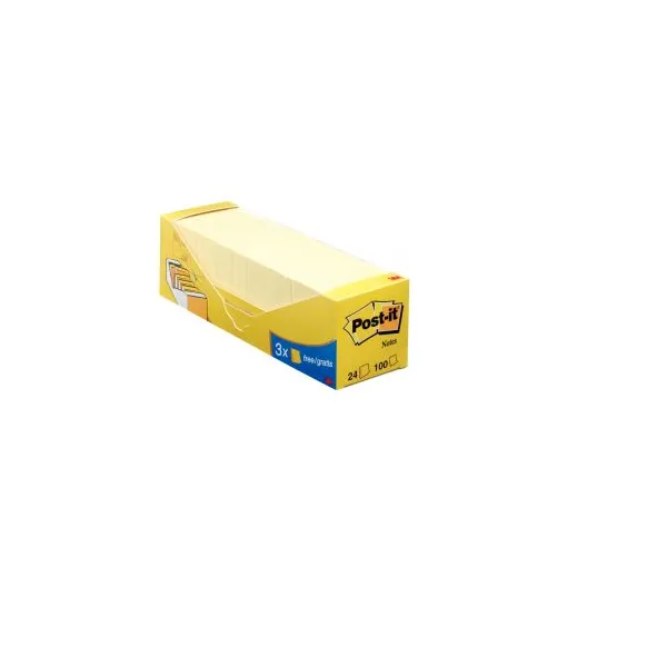 Boîte de 24 blocs 100 post-it jaunes format 76 x 76 mm