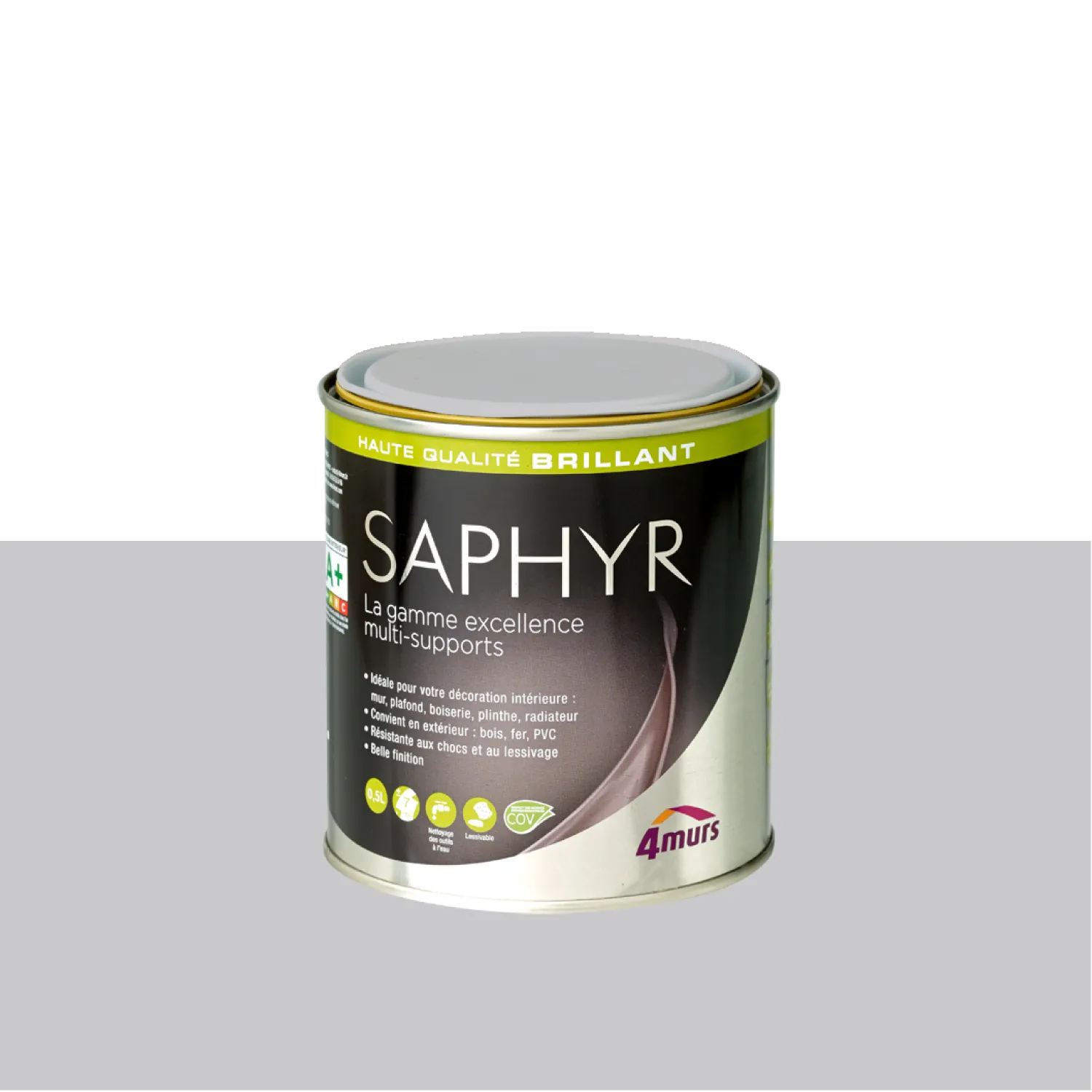 Saphyr Peinture Finition Peinture gris galet Brillant 0,5 L - 4MURS