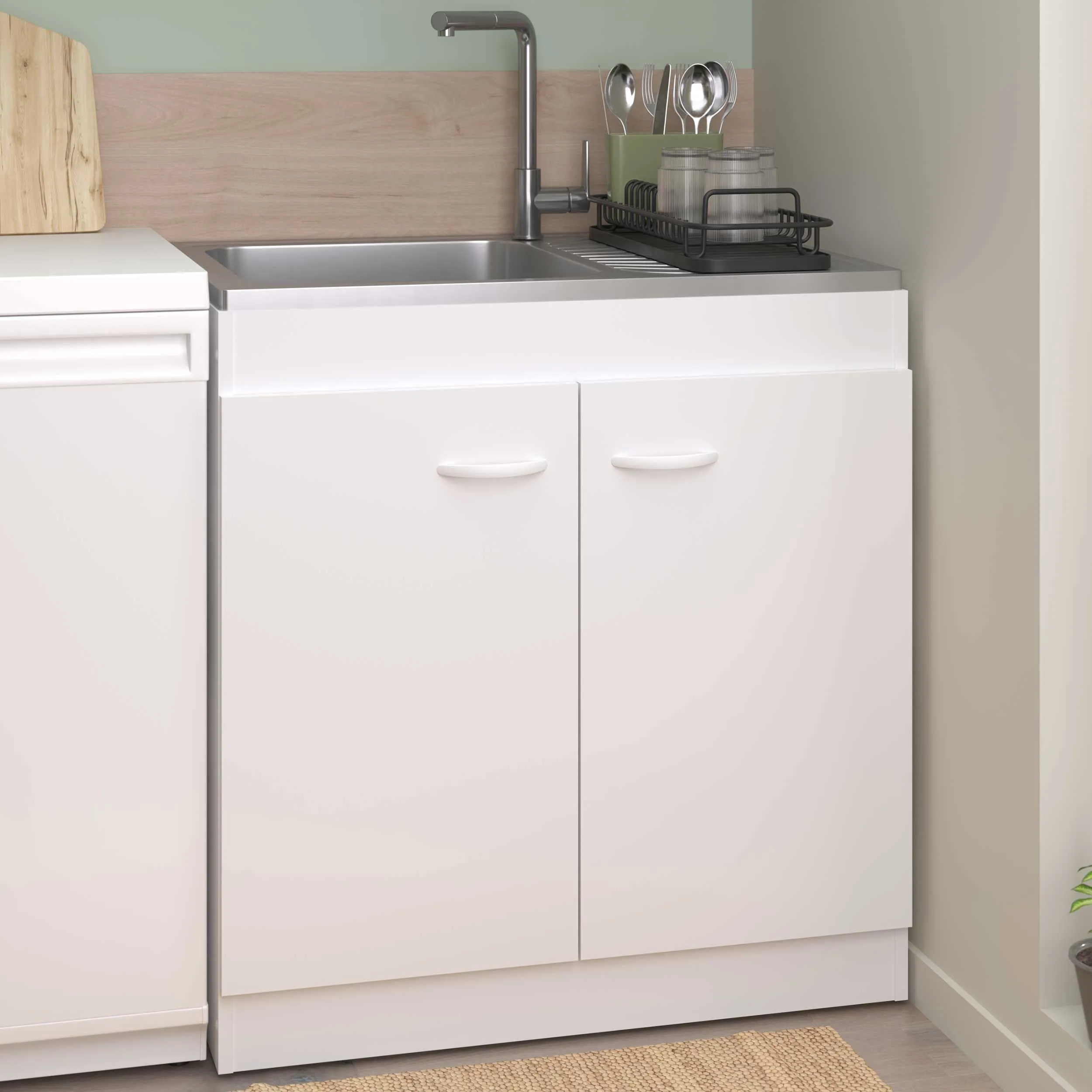 Armoire basse pour évier avec 2 portes (80 cm).