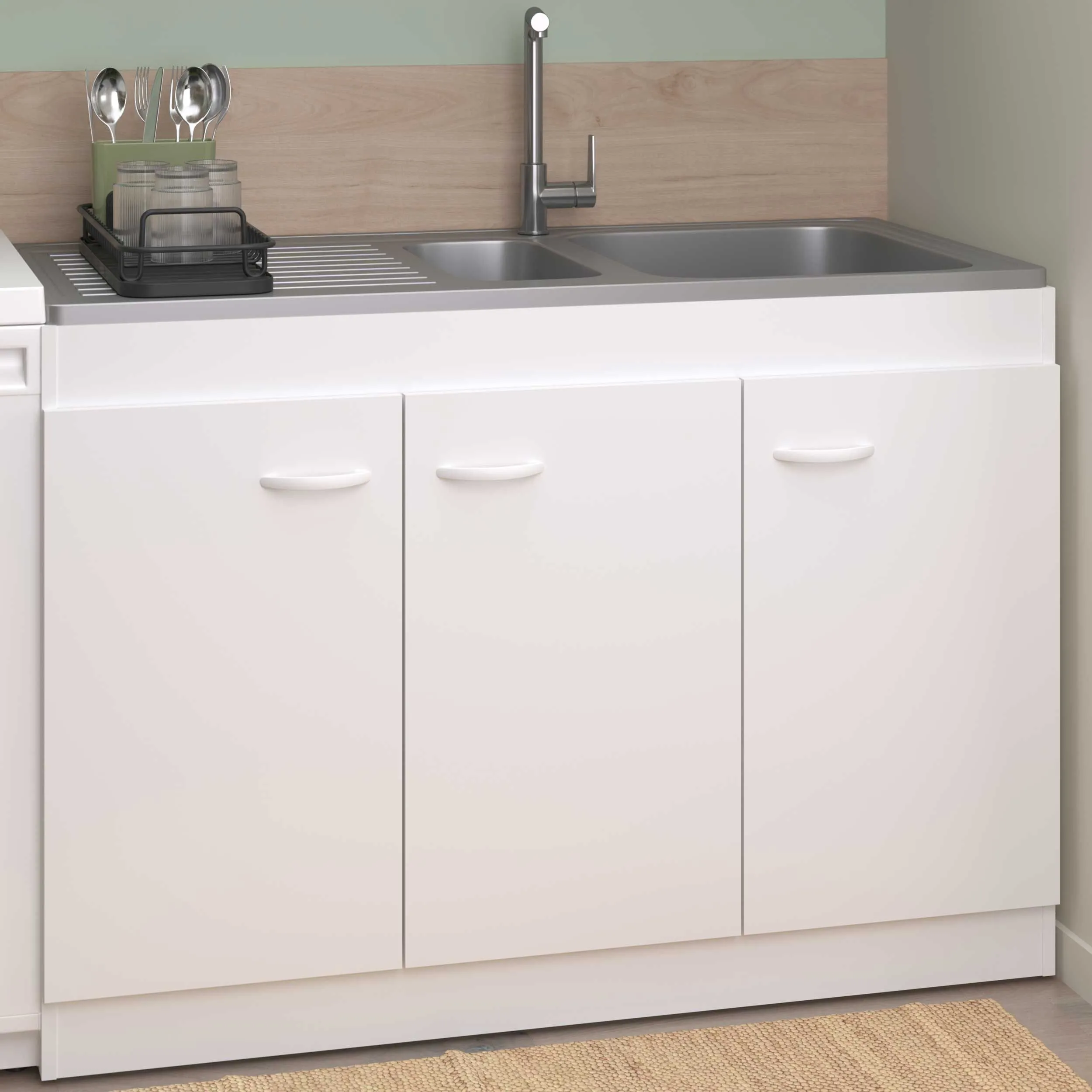 Armoire basse pour évier avec 3 portes (120 cm).