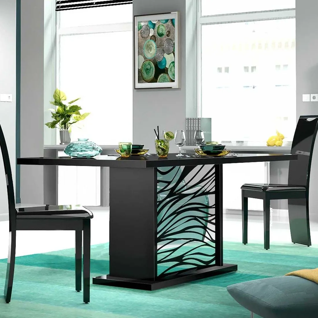 Table à manger extensible Teo 180/225x90 - noir