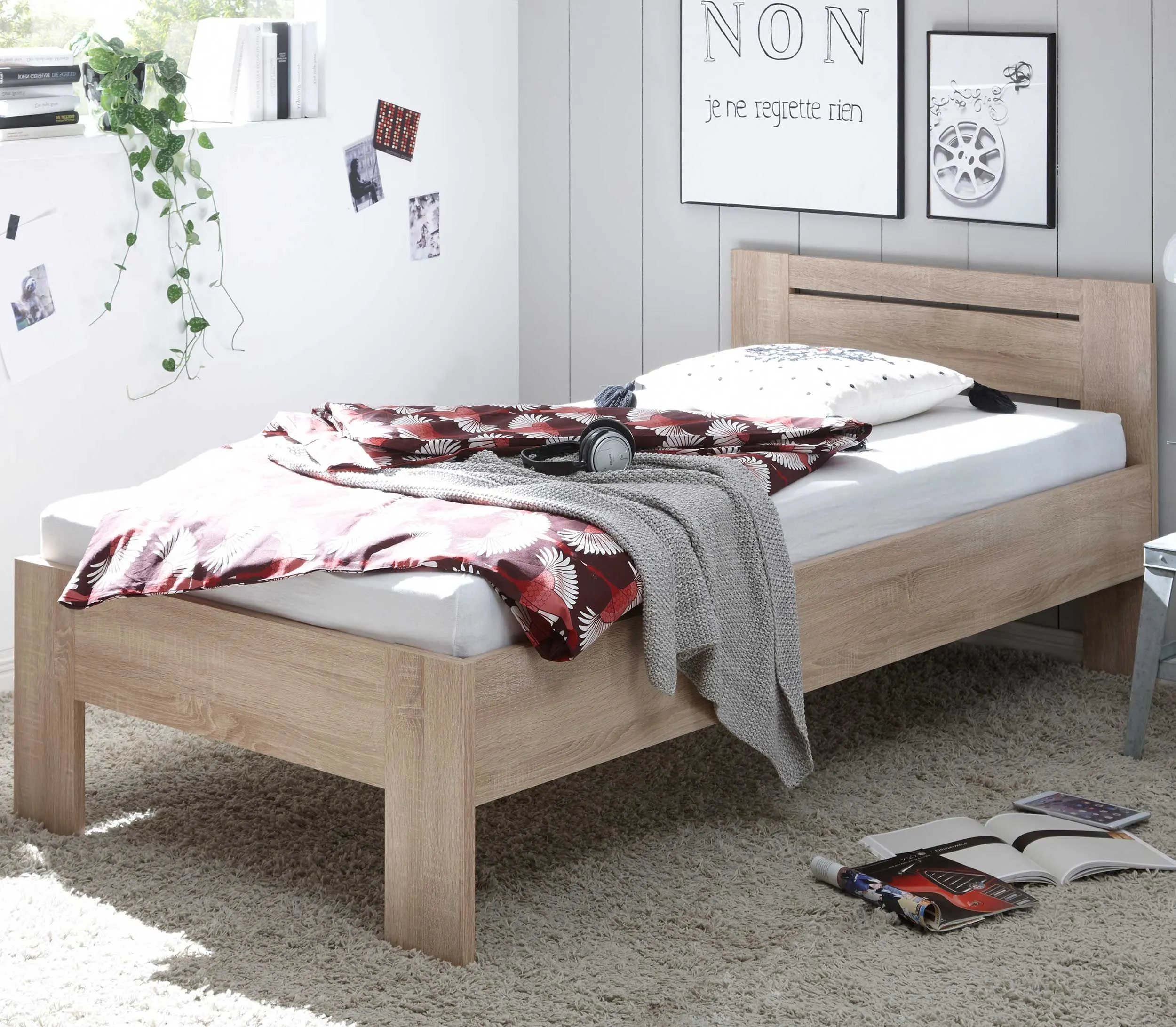 Lit simple Sartre 90x200 - chêne