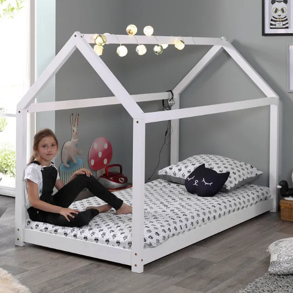 Lit cabane Home 90x200 - blanc