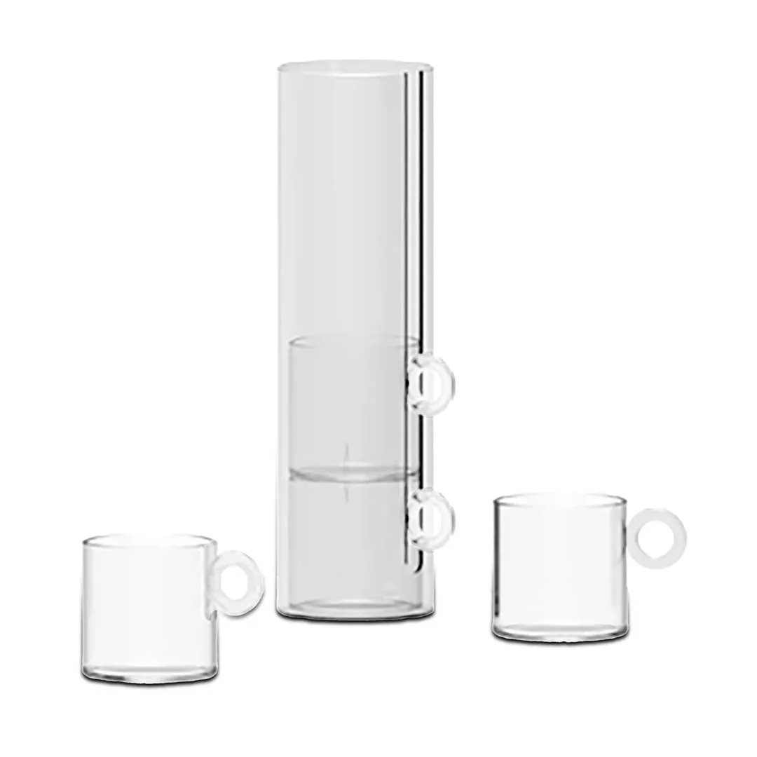WD LifeStyle Set of 4 Borosilicate Glass Cups 100ml Cc White Ring Hand