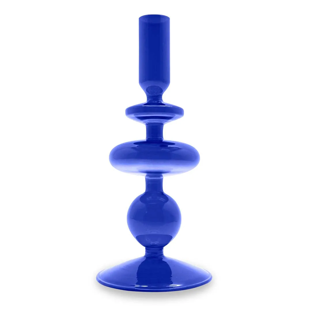 WD LifeStyle Borosilicate Glass Candle Holder H 20 Cm Blue Color