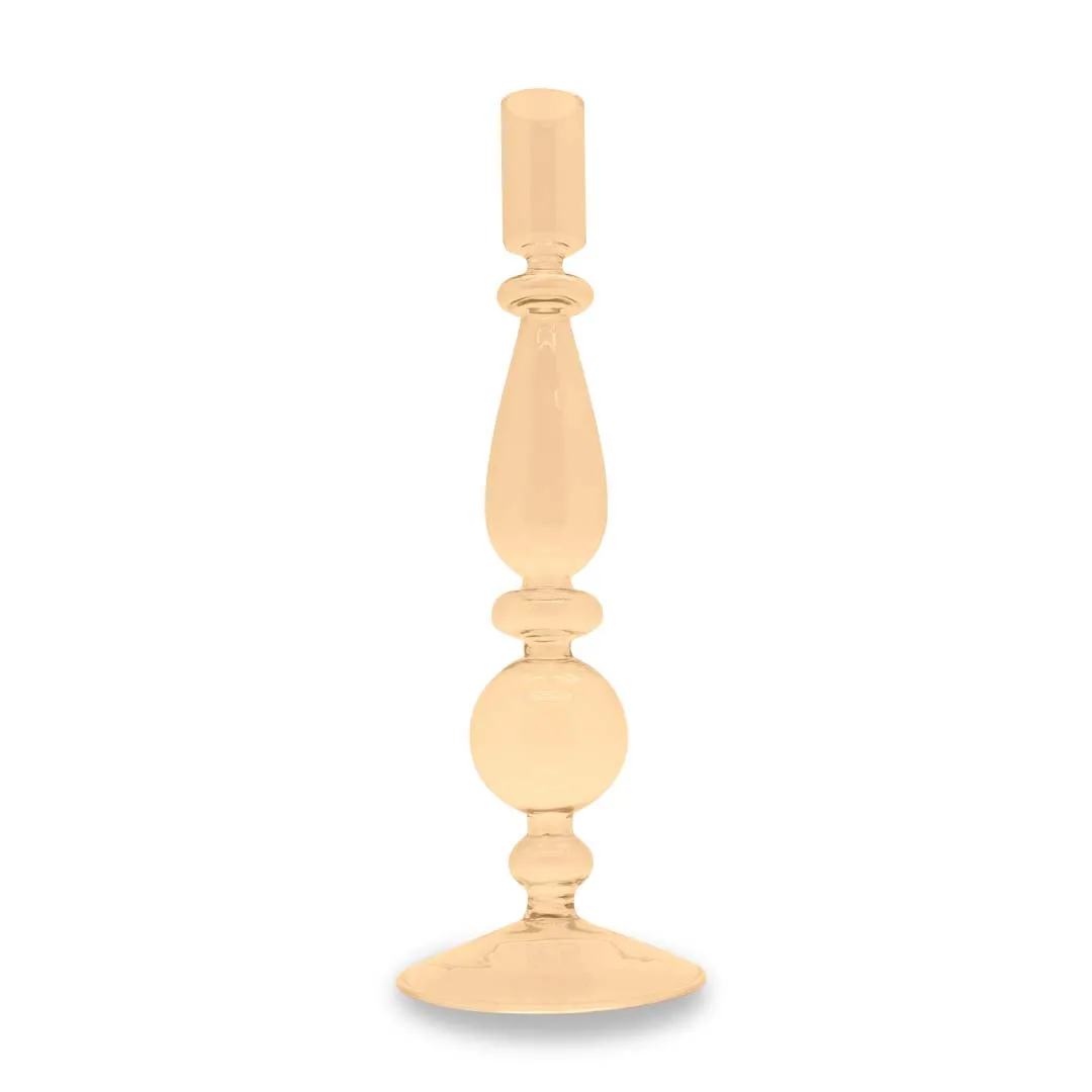 WD LifeStyle Borosilicate Glass Candle Holder H 25 Cm Peach Color