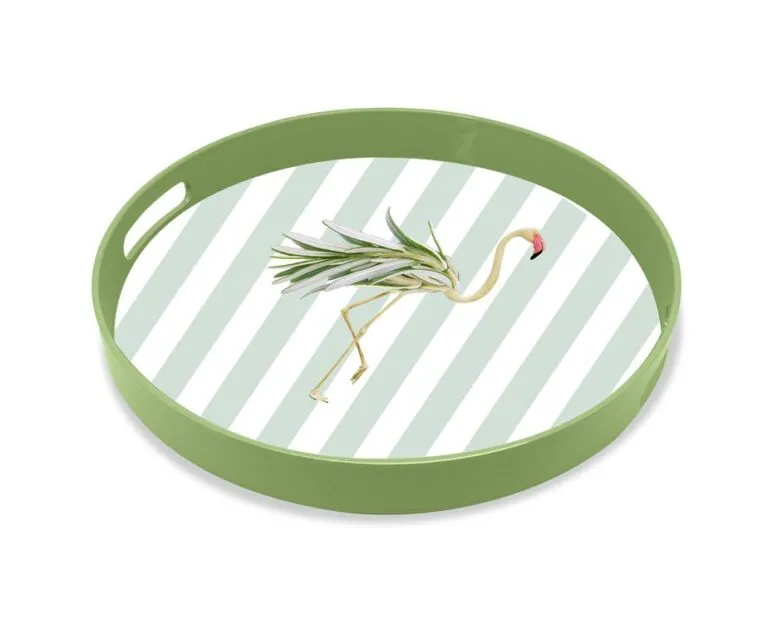 WD LifeStyle Round Tray D 33 Cm Flamingo Decoration