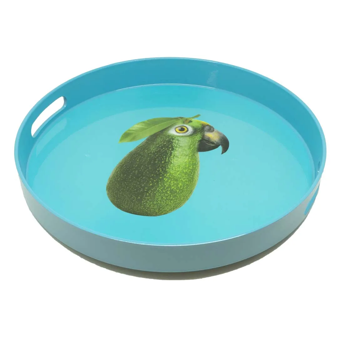 WD LifeStyle Round Tray D 33 Cm Parrot Decoration