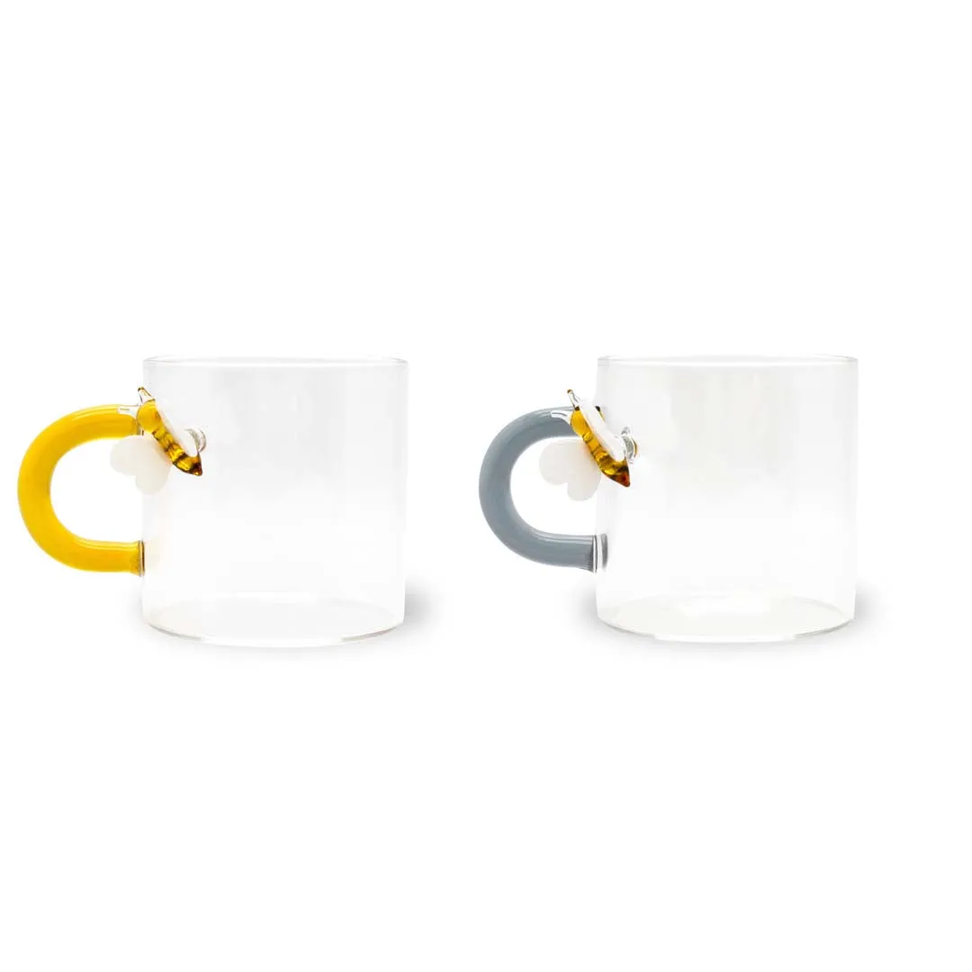 WD LifeStyle Set of 2 Coffee Cups Borosilicate Glass 130 Ml Bee Decora