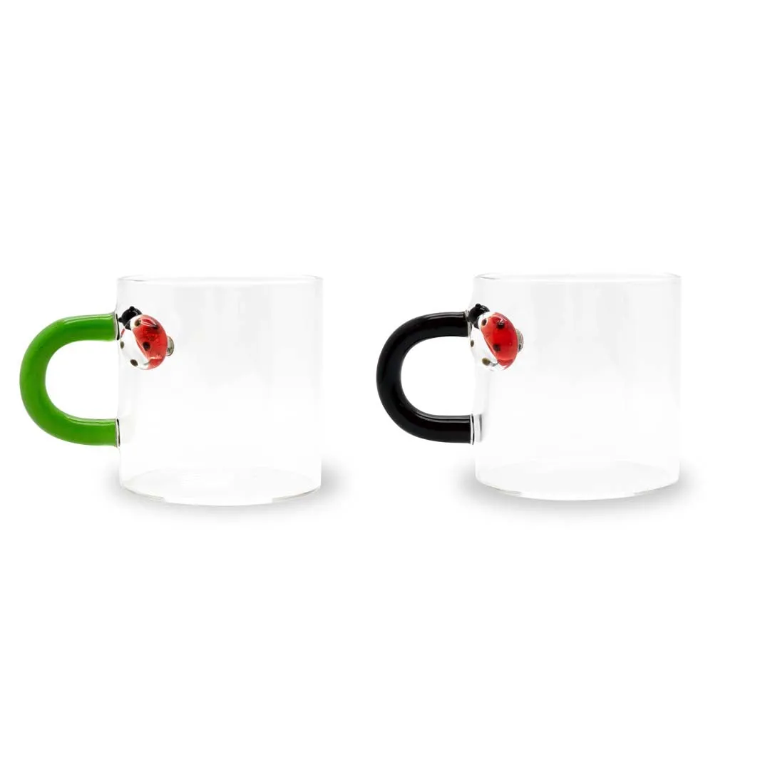 WD LifeStyle Set of 2 Coffee Cups Borosilicate Glass 130 Ml Ladybug De