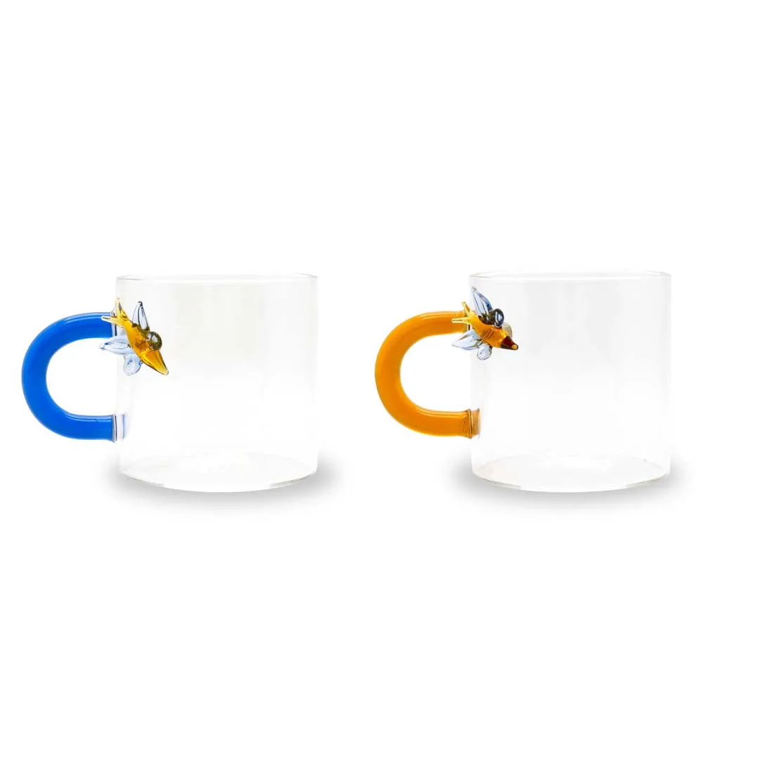 WD LifeStyle Set of 2 Coffee Cups Borosilicate Glass 130 Ml Butterfly