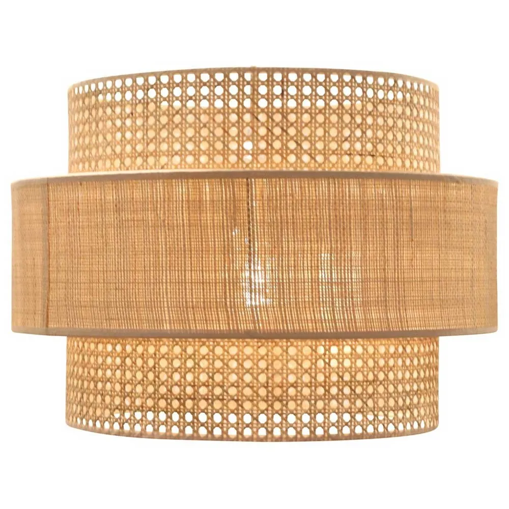 Abat-jour pour Suspension Cannage et Naturel Solaire Jane 3 cercles