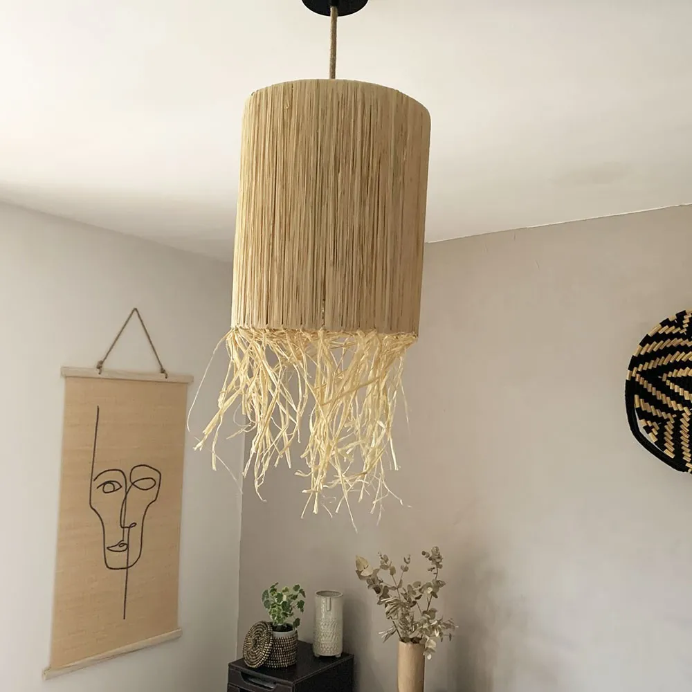 Abat jour pour Lampe en raphia fait main - Hauteur 30 cm