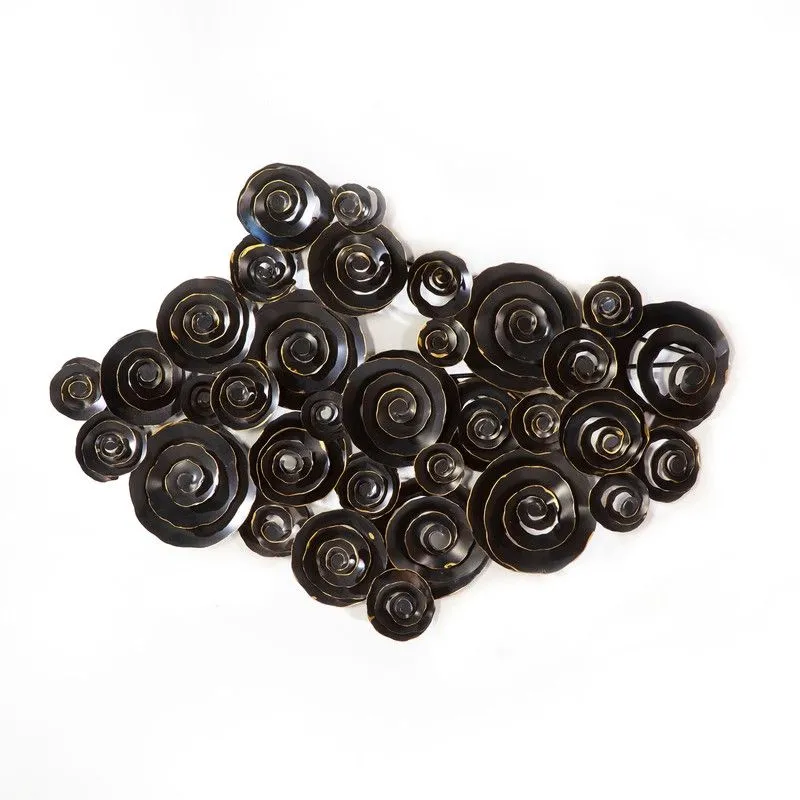 Tenture murale en métal noir/doré, 114 x 7 x 81 cm