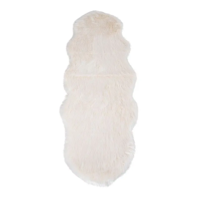 Tapis en cuir artificiel blanc, 180 x 60 x 6,5 cm | Peau d'agneau artificielle