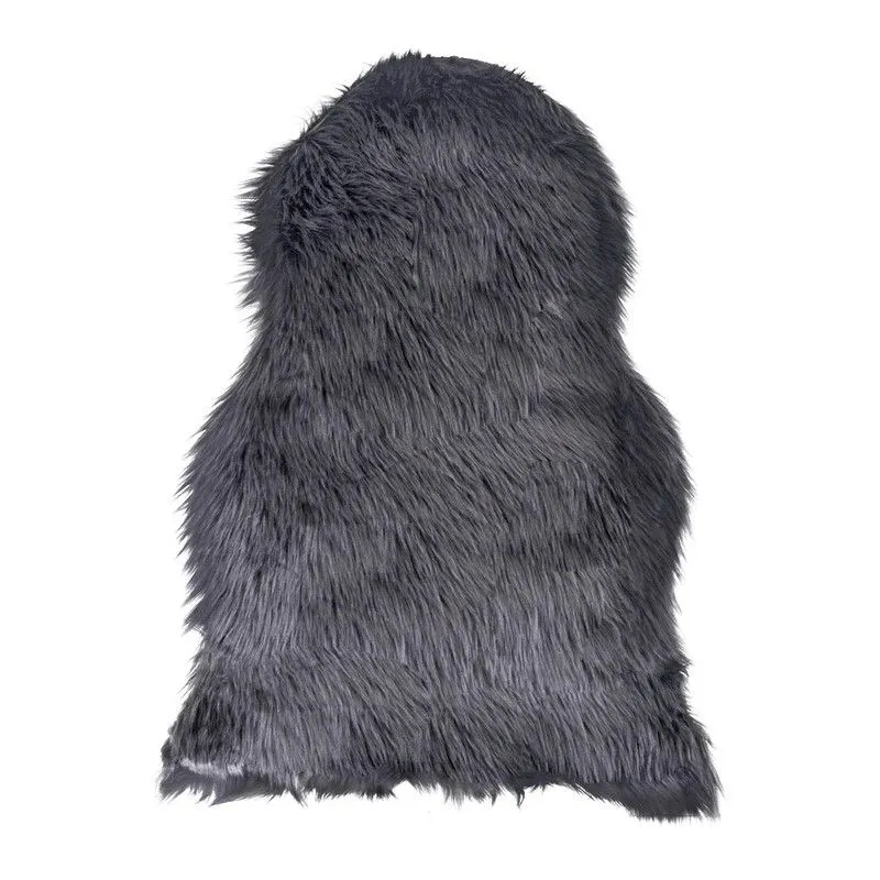 Tapis en fausse fourrure gris, 85 x 50 x 6,5 cm | Cuir d'agneau artificiel