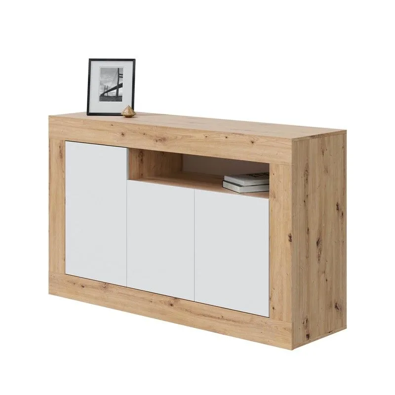 Buffet en bois naturel/blanc, 144x42x87 cm | BALTIK