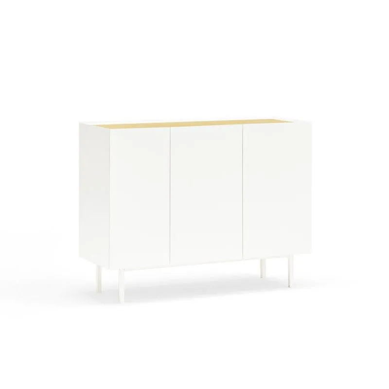 Buffet en bois couleur blanc et chêne, 110 x 40 x 85 cm | Bord