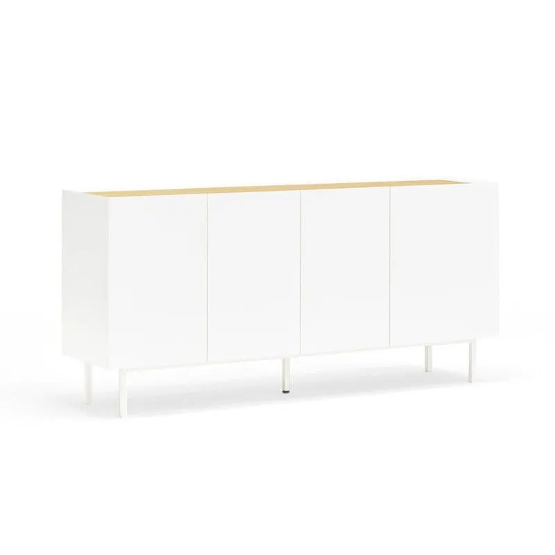Buffet en bois couleur blanc et chêne, 165 x 40 x 78 cm | Bord