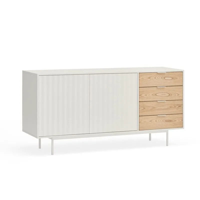 Buffet en bois blanc et chêne clair, 159,2 x 47 x 79,6 cm | Scie