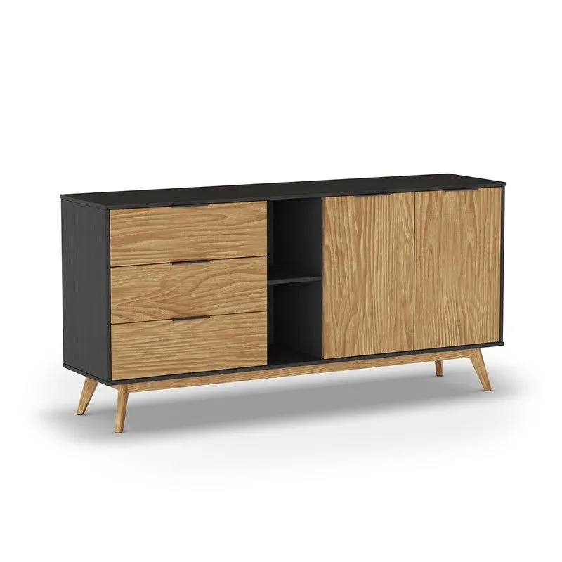 Buffet en bois de bouche et naturel, 165 x 40 x 81 cm | Lavis