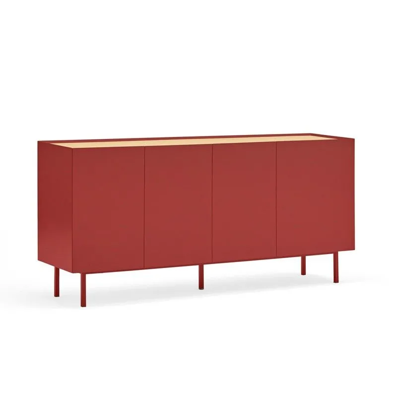 Buffet en bois couleur bordeaux et chêne, 165 x 40 x 78 cm | Bord