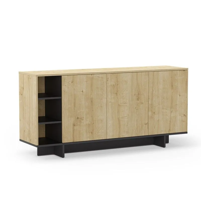 Buffet en bois de chêne et noir, 170 x 40 x 80 cm | Céquoia