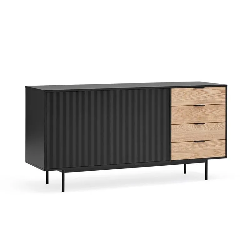 Buffet en bois de chêne noir et clair, 159,2 x 47 x 79,6 cm | Scie