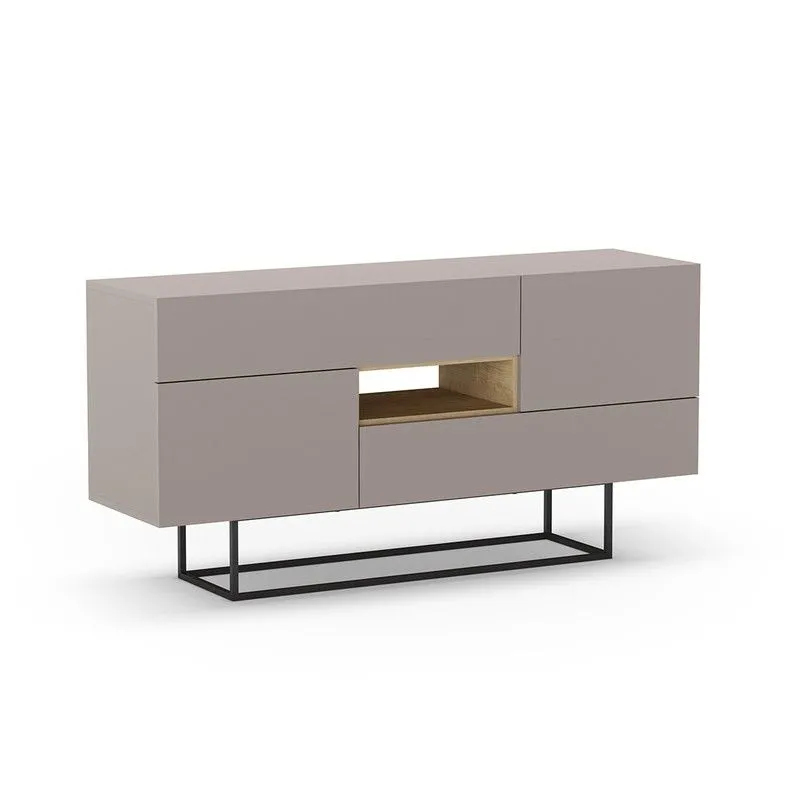 Buffet en bois et métal moka et noir, 145 x 40 x 82 cm | Titan